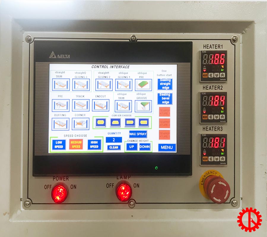 Màn hình máy dán cạnh ván keo PUR chống thấm 3 nồi keo SM-480 PUR | Quốc Duy