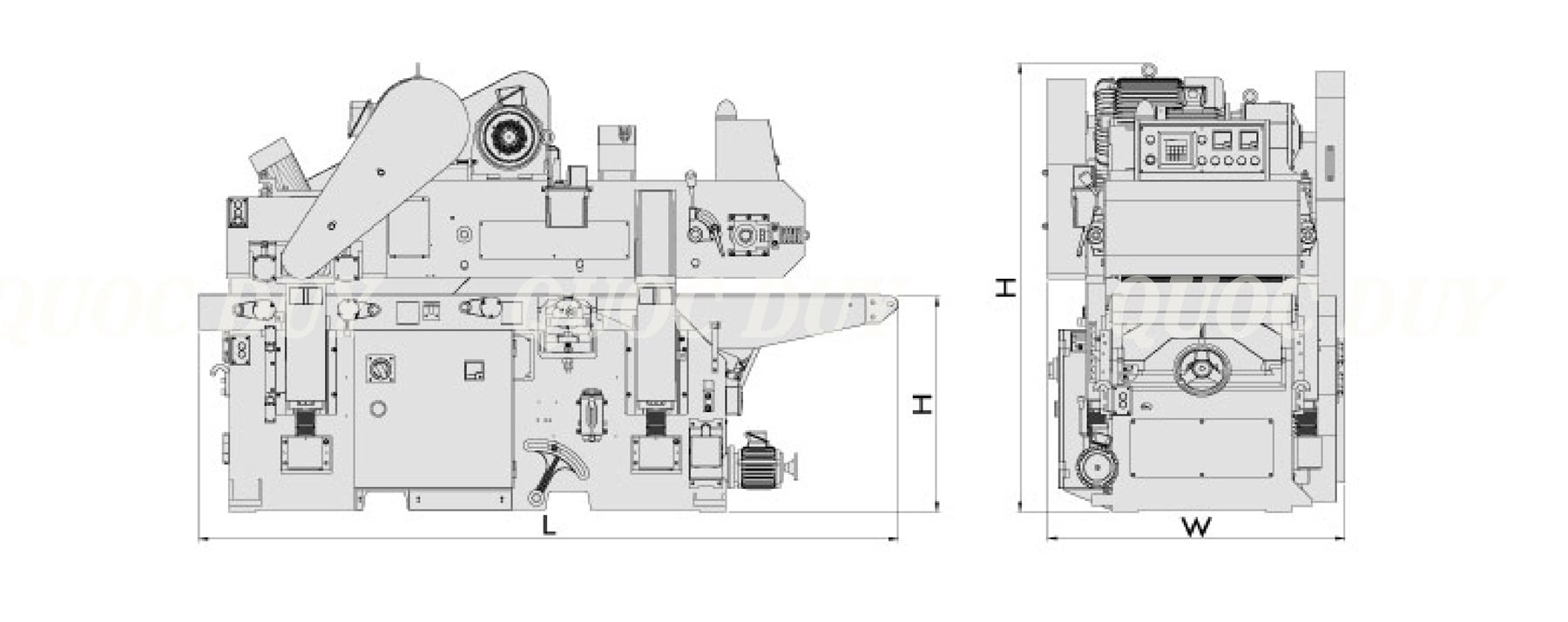 cấu tạo máy bào gỗ 2 mặt đài loan | quốc duy