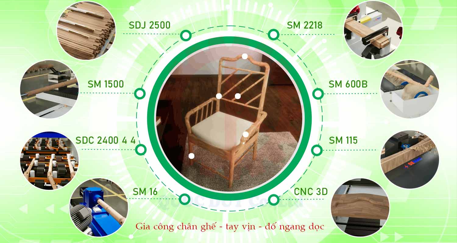 giai đoạn 1 gia công chân ghế tay vịn đố ngang dọc | quốc duy