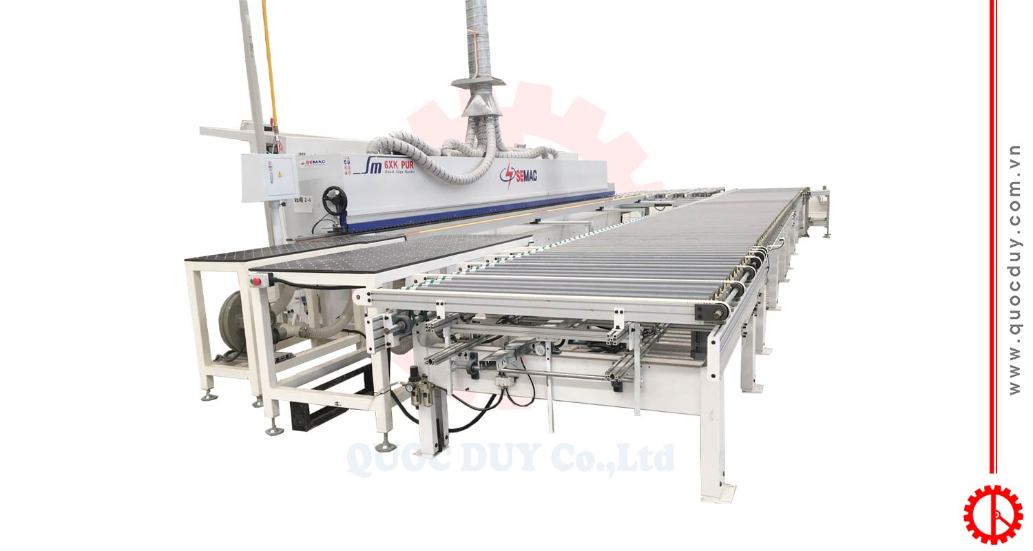 Hệ thống băng tải rulo hồi phôi máy dán cạnh | QUỐC DUY