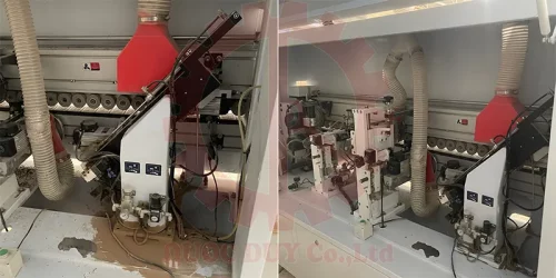 Hình ảnh trước và sau khi Quốc Duy bảo dưỡng máy chế biến gỗ ở miền Tây