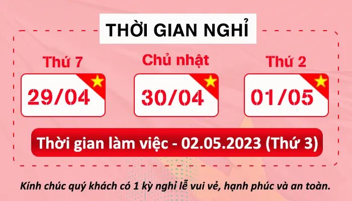 Lịch nghỉ lễ 30/4/2023