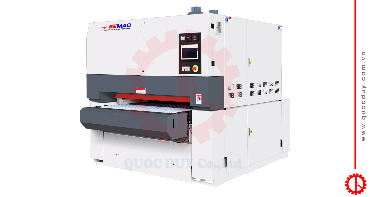 Máy chà nhám 3 trục 1m3, bàn cố định