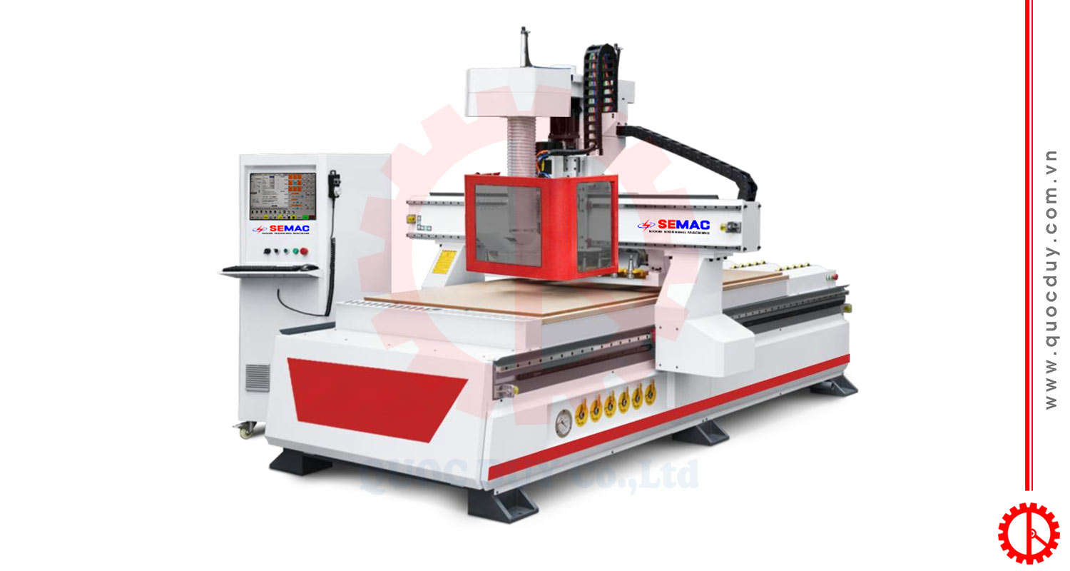 Máy cnc 1 đầu thay dao thẳng kết hợp cụm khoan