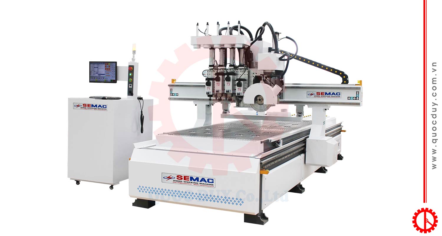 Máy CNC 4 Đầu Lưỡi Cắt Nghiêng Góc 45/90 Xoay 360 Độ | Quốc Duy