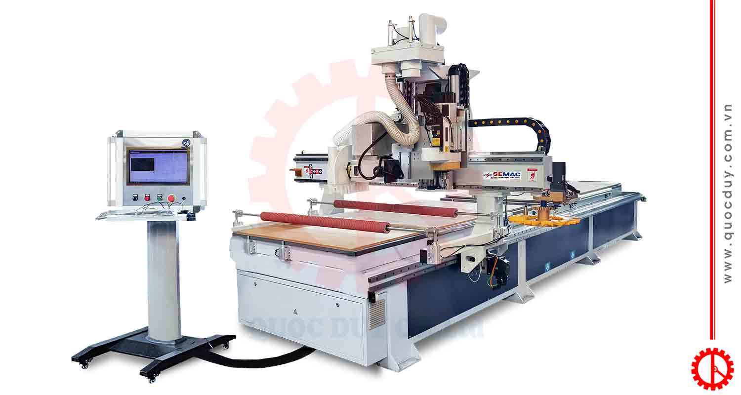 MÁY CNC ROUTER 2 BÀN THAY DAO KẾT HỢP CỤM LƯỠI CƯA - SM 1350 R1S