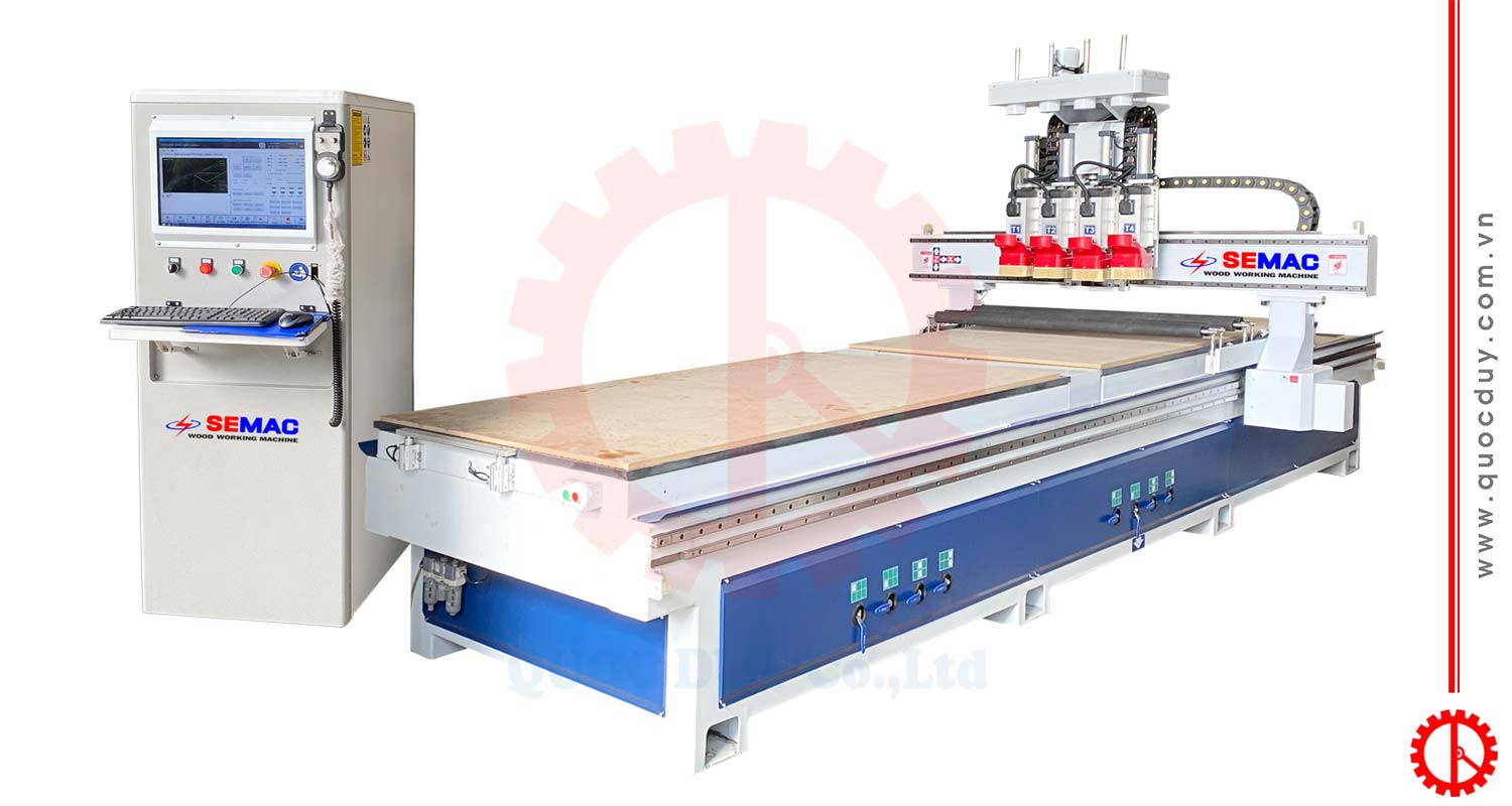 Máy cnc router 4 đầu 2 bàn | QUỐC DUY