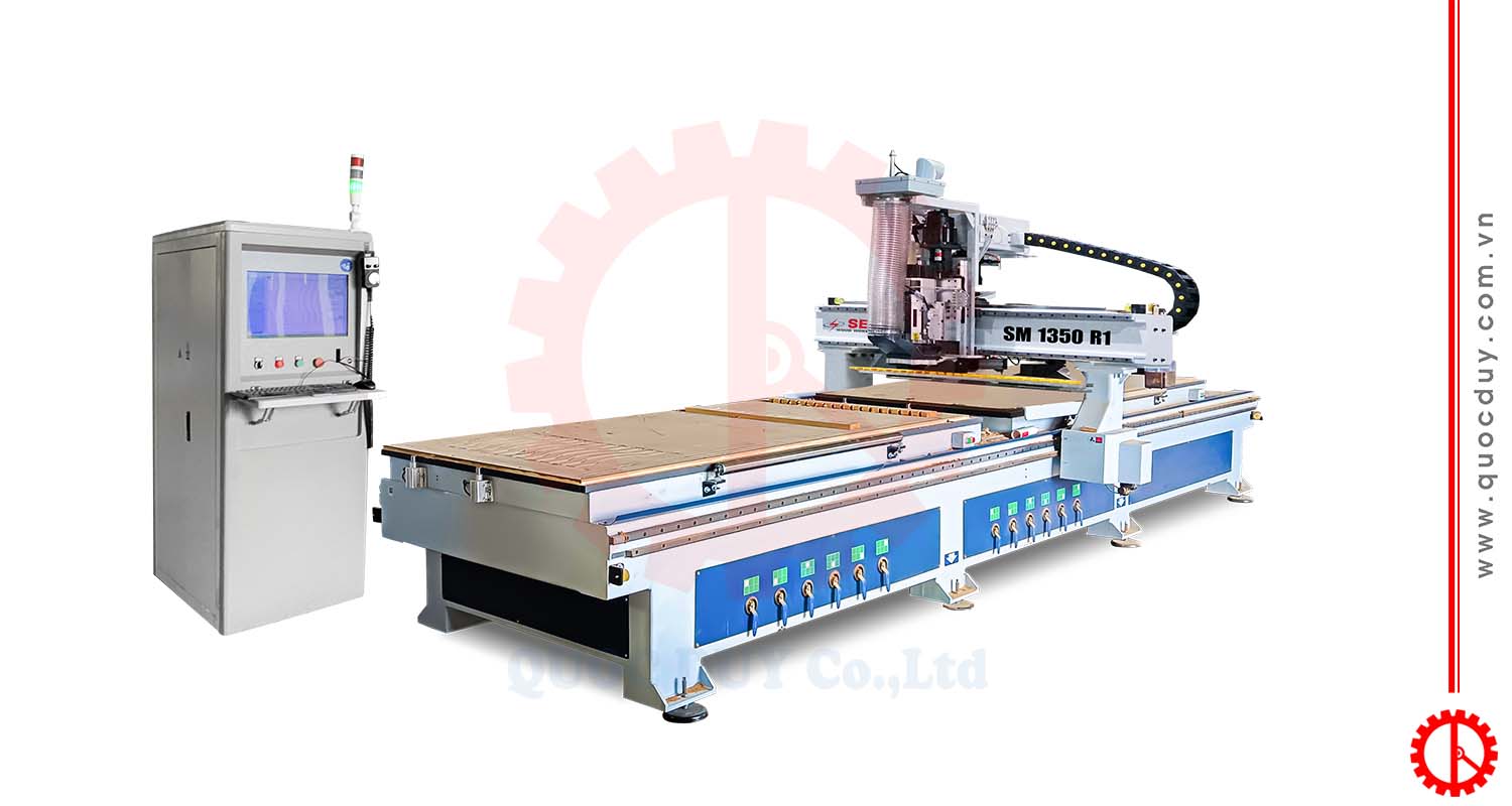 Máy cnc router bàn đôi 1 đầu thay dao
