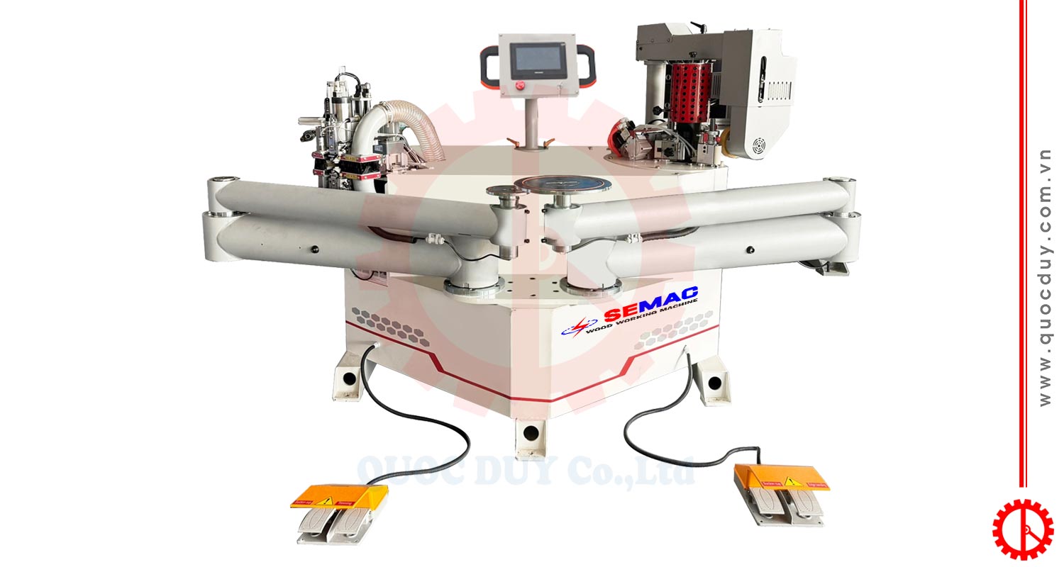 Máy dán cạnh cong tự động 2 bàn làm việc | Quốc Duy