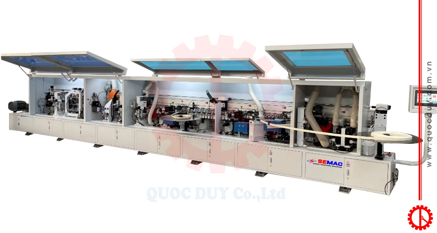 Máy dán cạnh thẳng nghiêng option keo pur | Quốc Duy