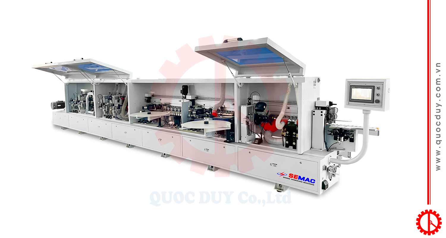 Máy dán cạnh thẳng nghiêng tự động có cụm phay