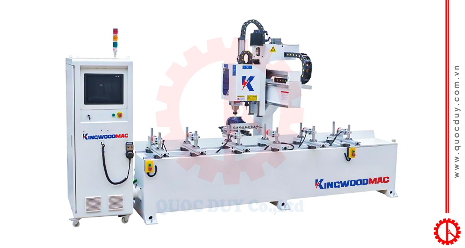 Máy làm mộng âm CNC 2 đầu kết hợp khoan ngang