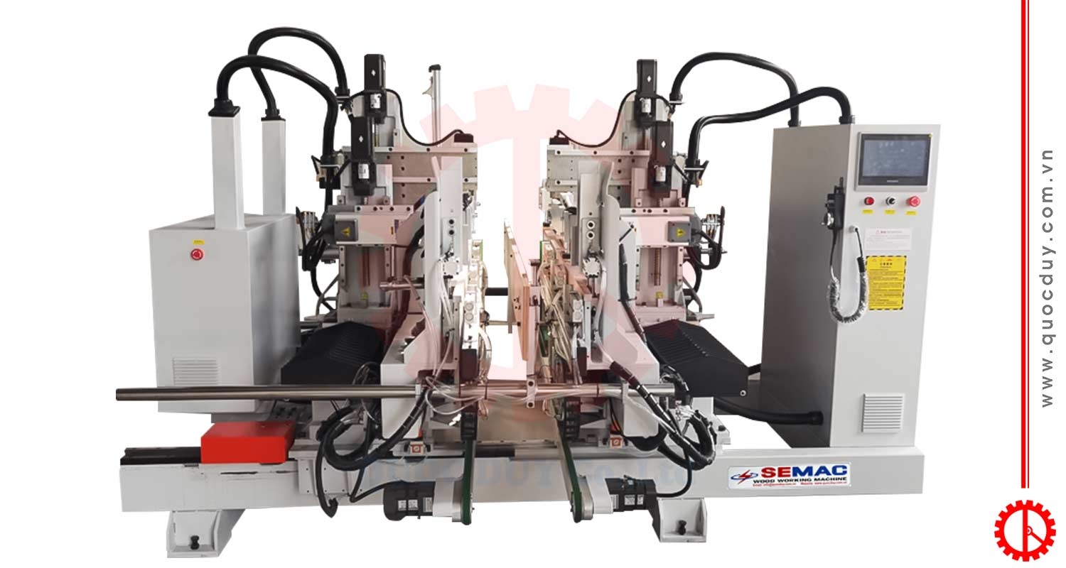 Máy Mộng Dương CNC 2 Đầu Kết Hợp Phay Khoan | Quốc Duy
