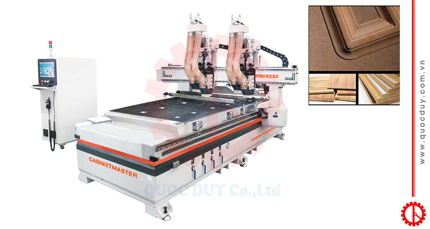 Máy phay CNC 2 đầu 4 trục dao | Quốc Duy