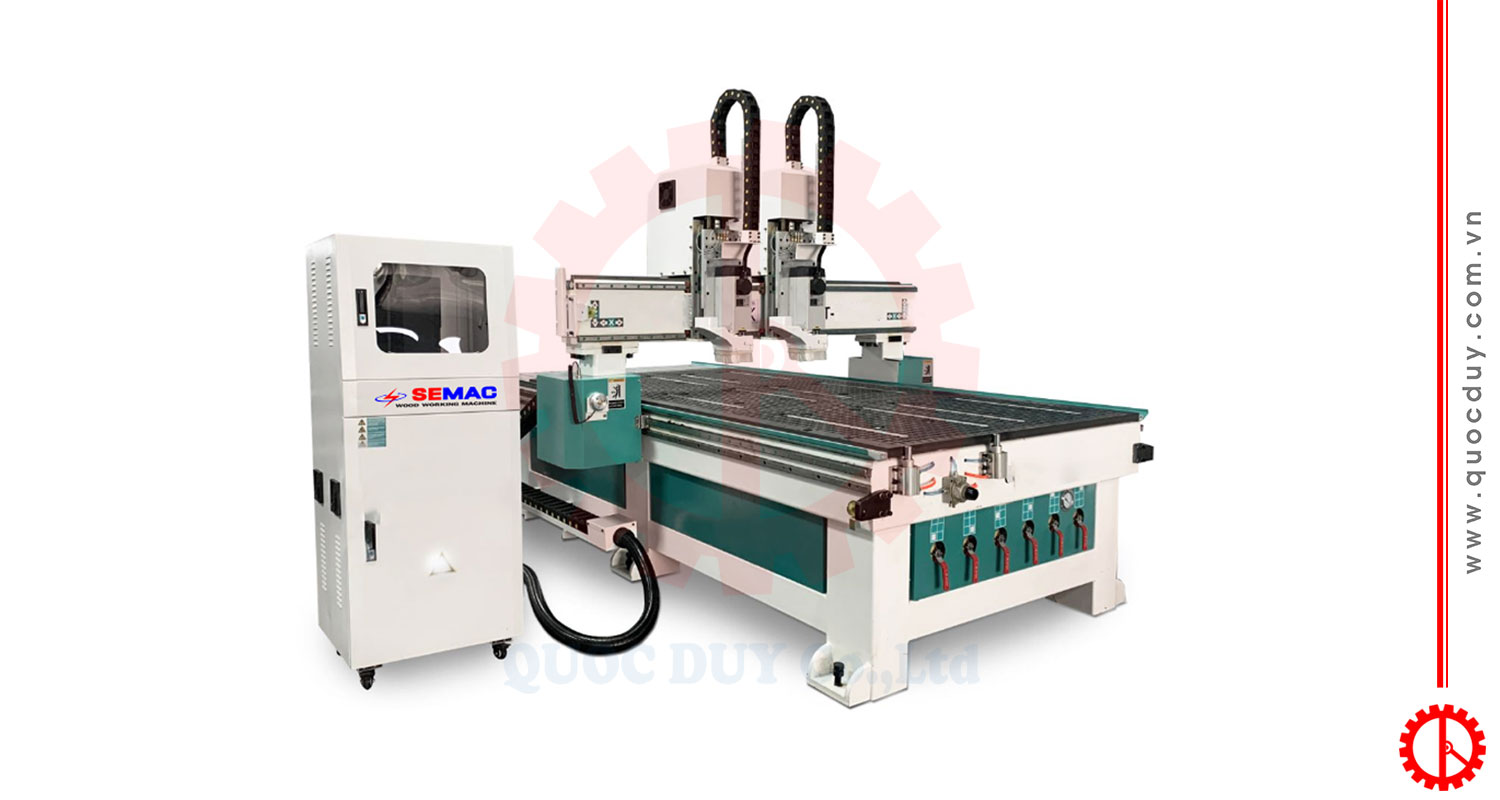 Máy phay CNC router 2 đầu độc lập | Quốc Duy