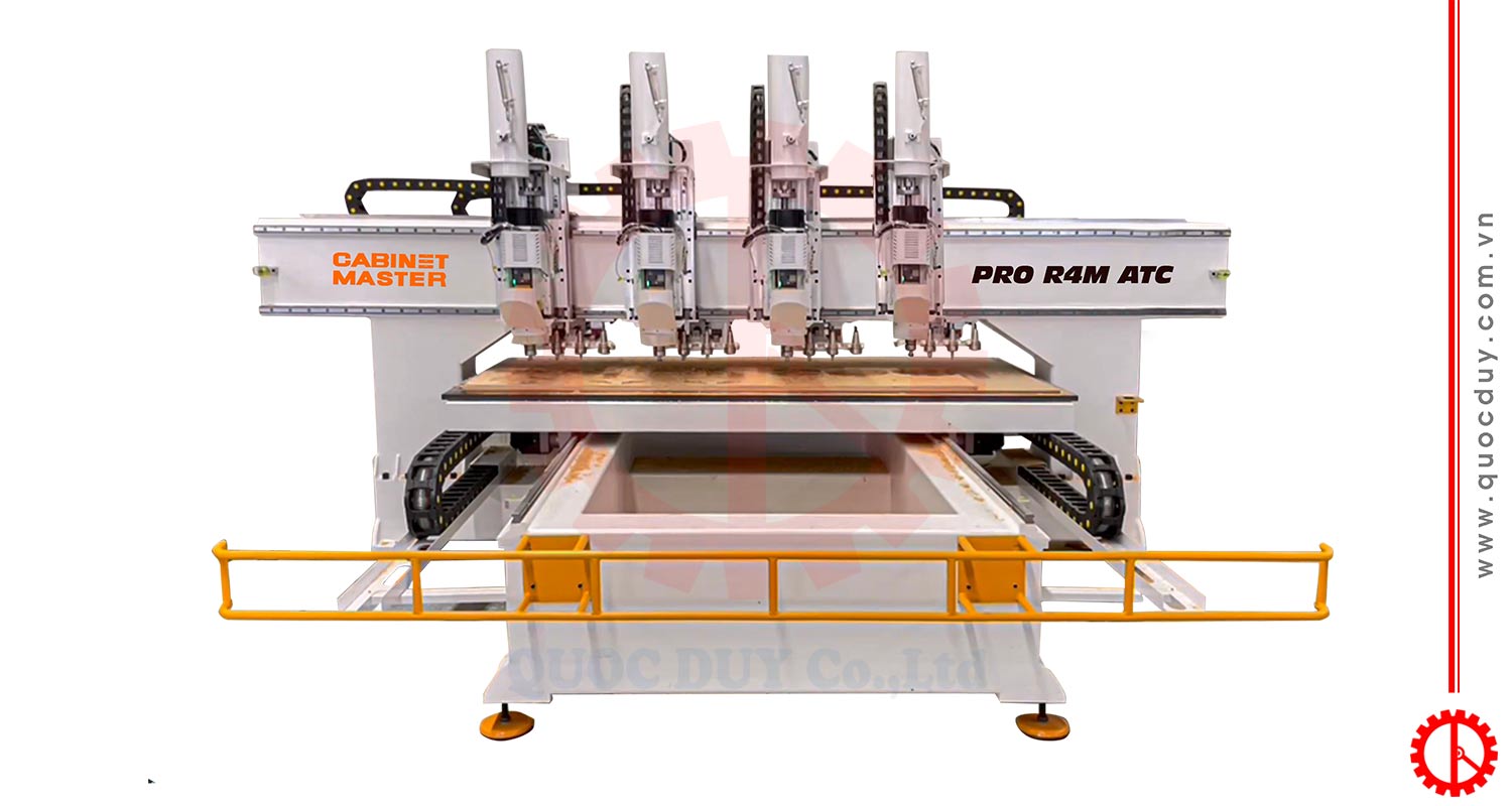 Máy Phay CNC Router 4 Đầu Thay Dao Độc Lập | Quốc Duy