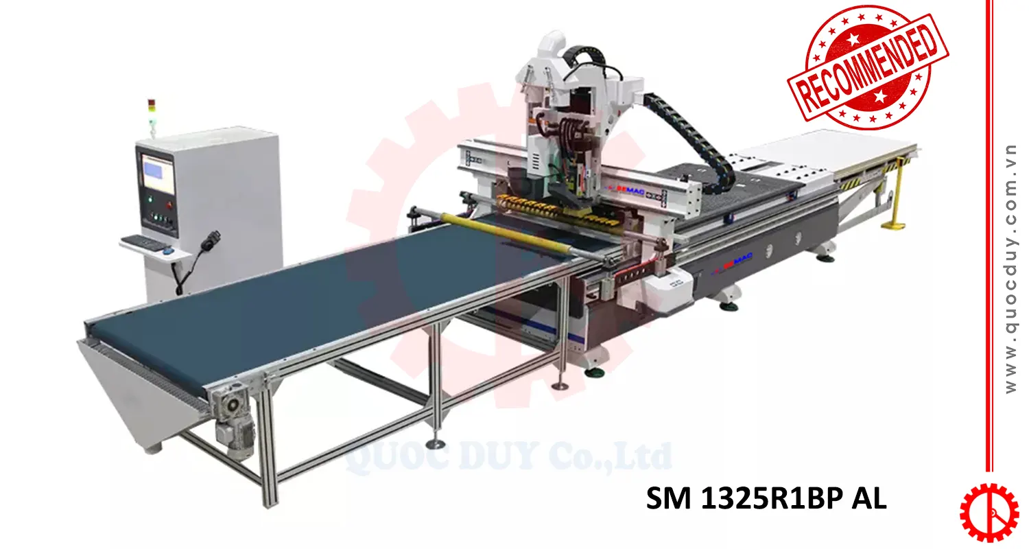 Máy phay khoan CNC router có rulo đè phôi | Quốc Duy