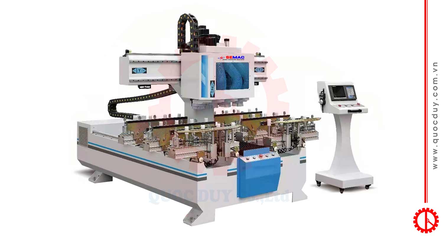 Máy phay mộng âm cnc 1500mm 4 đầu | Quốc Duy