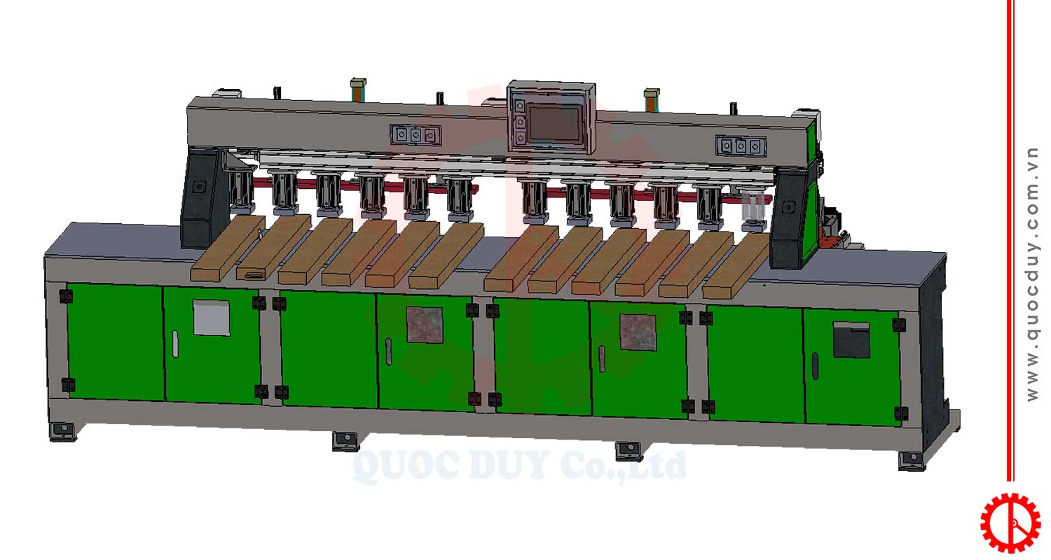 Máy Phay Mộng Dương CNC 2 Bàn 12 Phôi | Quốc Duy