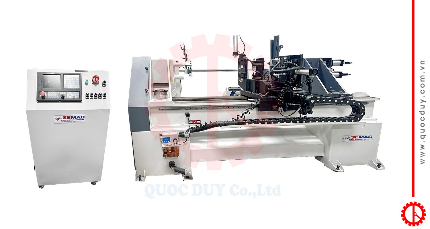 Máy tiện cnc 2 trục nạp phôi tự động - trục chạy rãnh | Quốc Duy