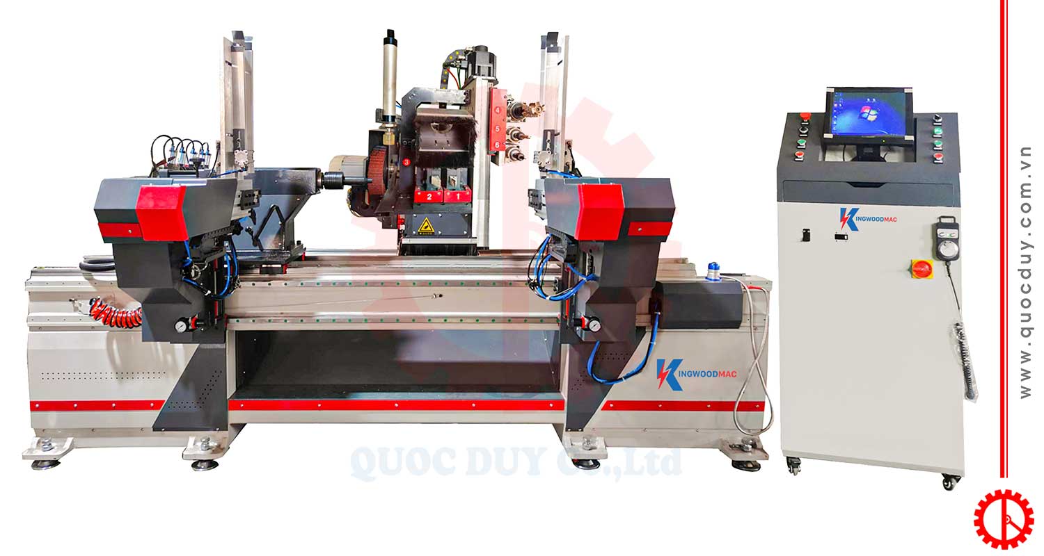 Máy phay tiện gỗ cnc 6 đầu | Quốc Duy